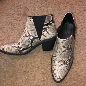 Snakeskin booties